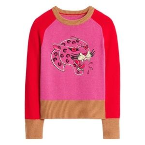 OXKNIT Pink and Red Leopard Sweater